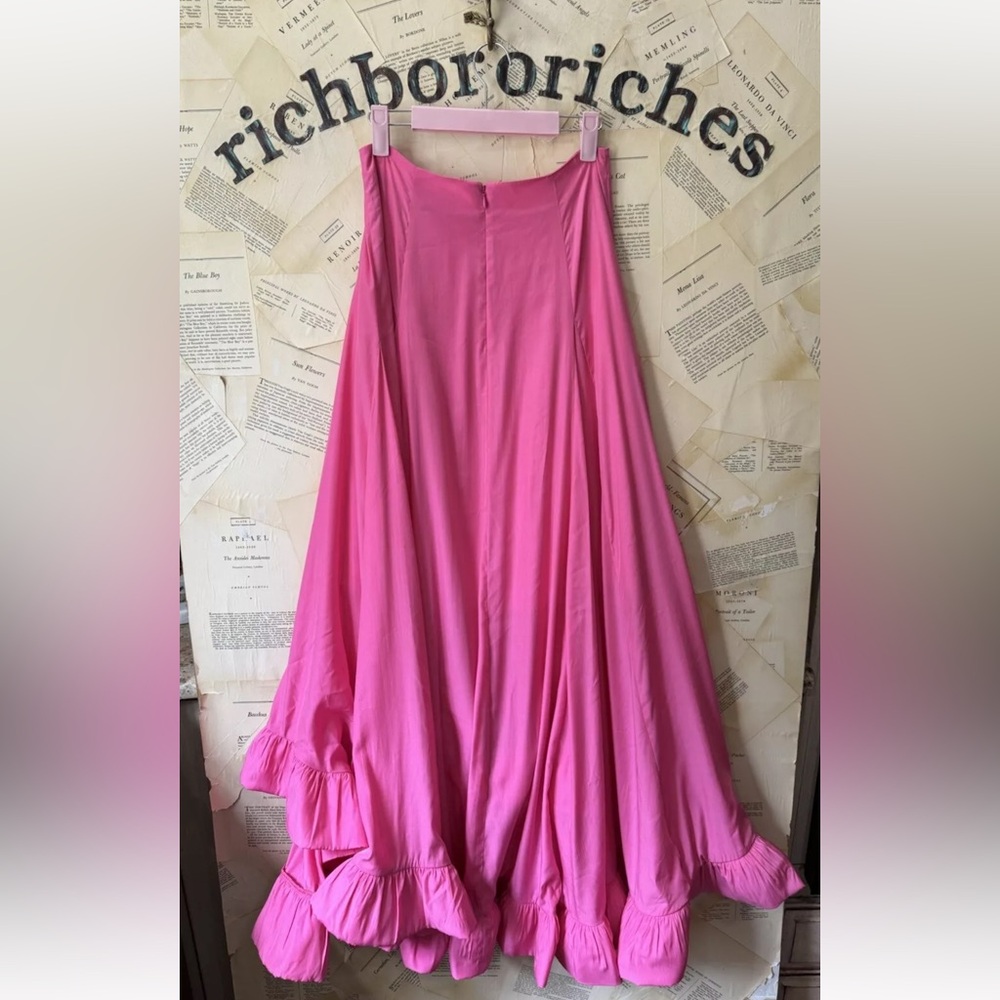 Anthropologie Mare Mare Ruffle Hem Midi Maxi Skirt Hi Lo Lined Pink - Picture 6 of 6